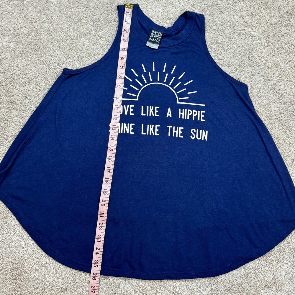 Modern Lux Navy Blue Love Like A Hippie Shine Like The Sun Graphic Tank Top M - Picture 11 of 11